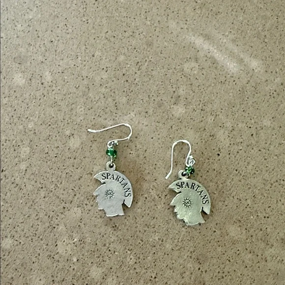 Spartan Earrings with Green Accents - Picture 2 of 2